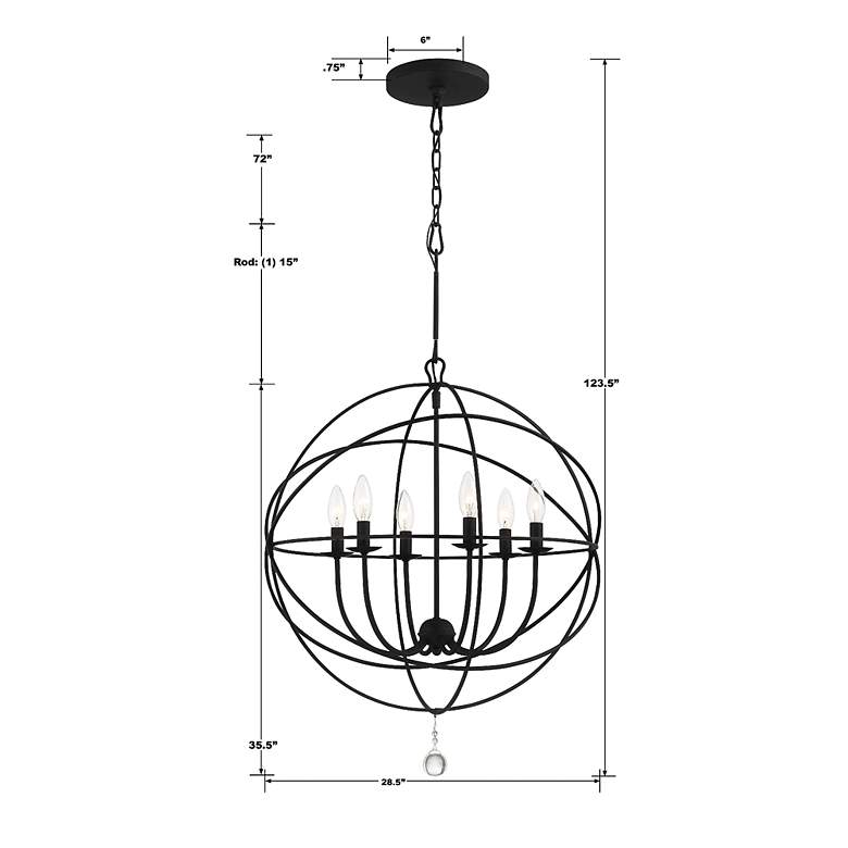 Image 7 Crystorama Solaris 28 1/2"W Black 6-Light Sphere Chandelier more views