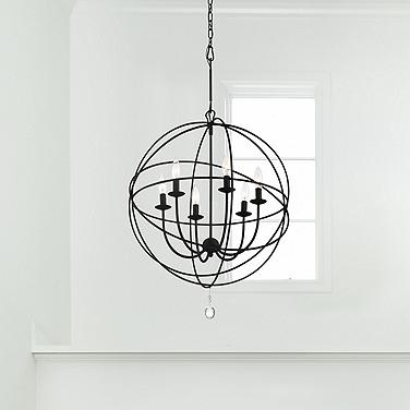 Crystorama Solaris 28 1/2"W Black 6-Light Sphere Chandelier