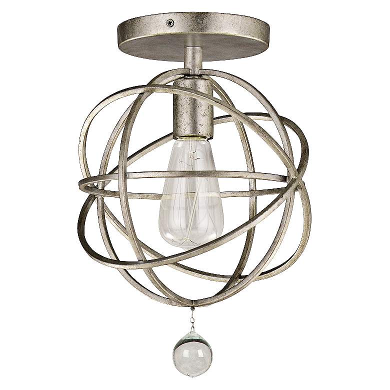 Image 1 Crystorama Solaris 9 inch Wide Silver Dual-Mount Ceiling Light