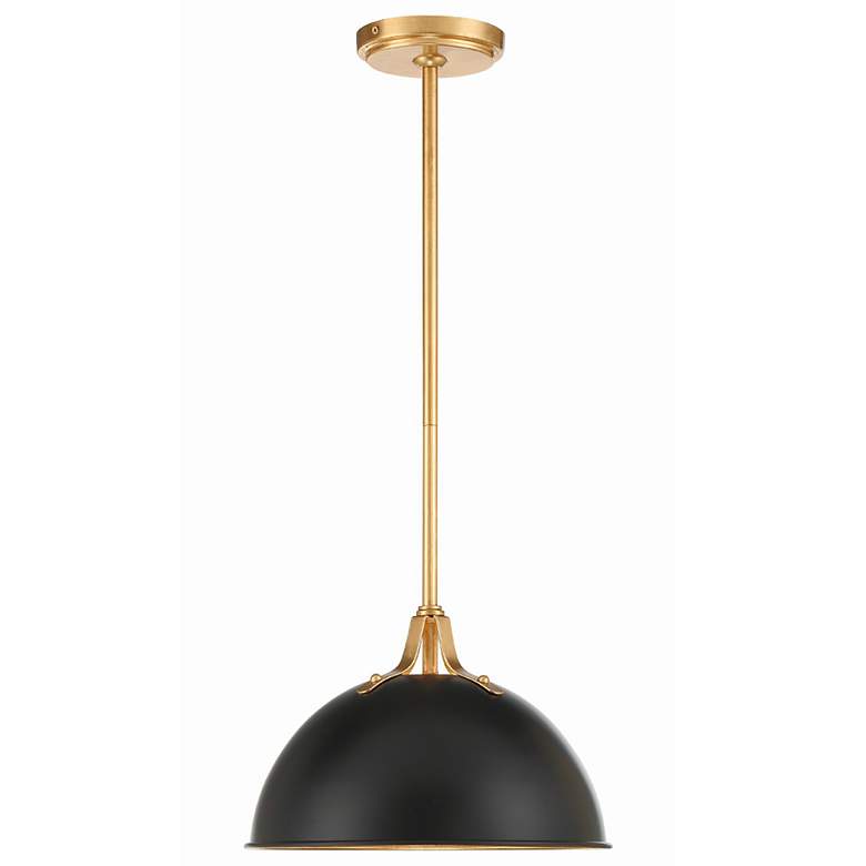 Image 2 Crystorama Soto 12" Wide Antique Brass Matte Black Modern Dome Pendant