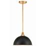 2_Crystorama Soto 12" Wide Antique Brass Matte Black Modern Dome Pendant