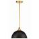 Crystorama Soto 12" Wide Antique Brass Matte Black Modern Dome Pendant