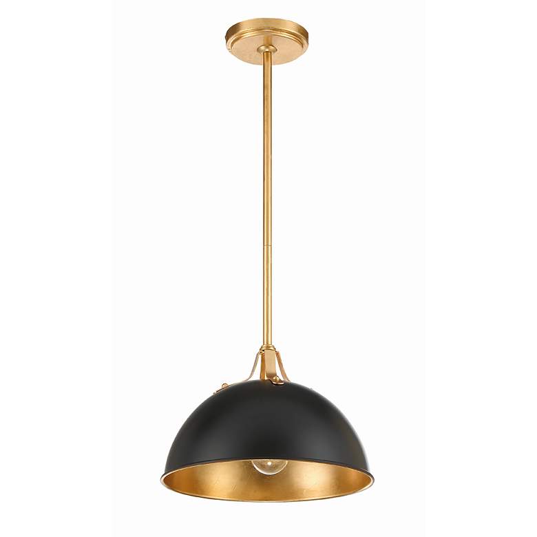 Image 3 Crystorama Soto 12" Wide Antique Brass Matte Black Modern Dome Pendant more views
