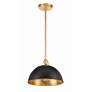 3_Crystorama Soto 12" Wide Antique Brass Matte Black Modern Dome Pendant more views