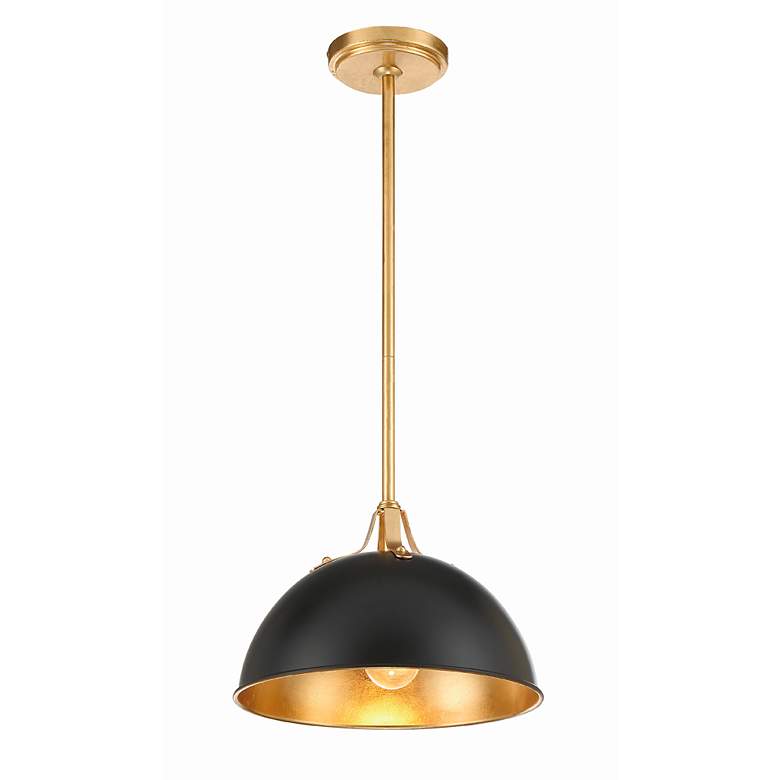 Image 4 Crystorama Soto 12" Wide Antique Brass Matte Black Modern Dome Pendant more views