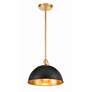 4_Crystorama Soto 12" Wide Antique Brass Matte Black Modern Dome Pendant more views