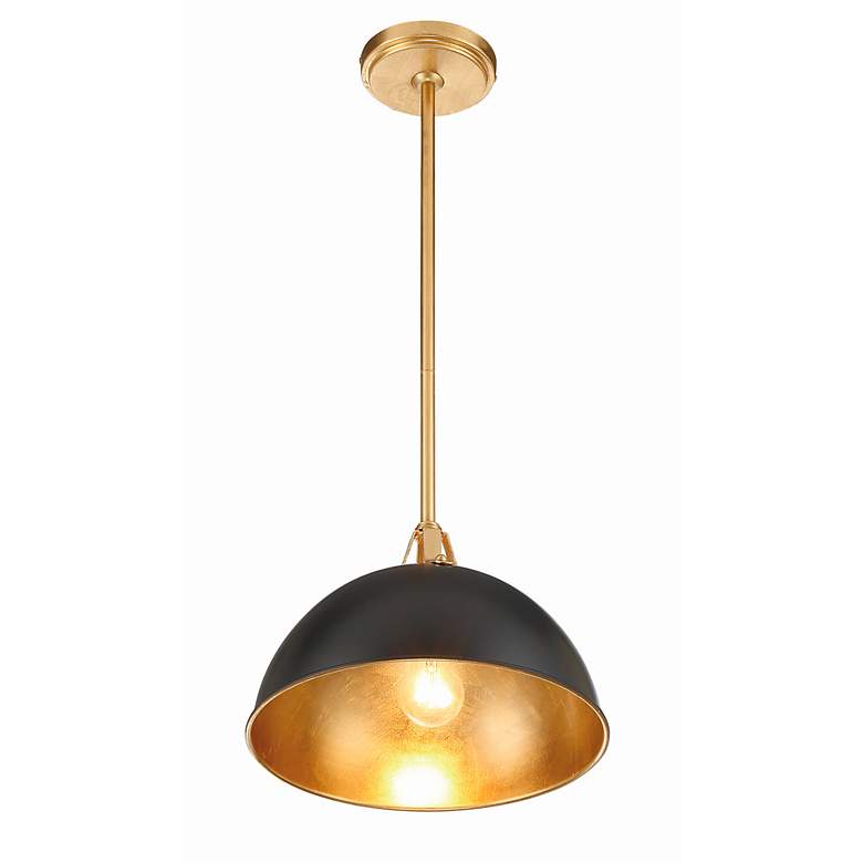 Image 5 Crystorama Soto 12" Wide Antique Brass Matte Black Modern Dome Pendant more views