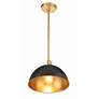5_Crystorama Soto 12" Wide Antique Brass Matte Black Modern Dome Pendant more views