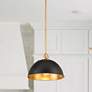 6_Crystorama Soto 12" Wide Antique Brass Matte Black Modern Dome Pendant more views