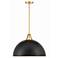 Crystorama Soto 20" Wide Matte Black Dome Pendant Light