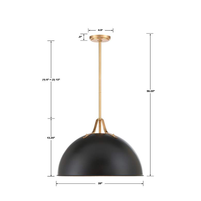 Image 7 Crystorama Soto 20" Wide Matte Black Dome Pendant Light more views