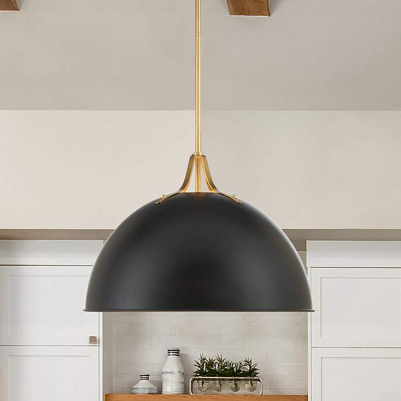 Image 1 Crystorama Soto 23 1/2" Gold and Matte Black Modern Dome Pendant