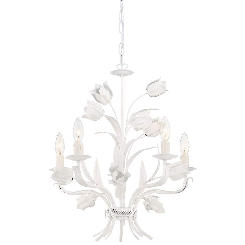 Image 1 Crystorama Southport 20" 5-Light Candelabra White Flower Chandelier