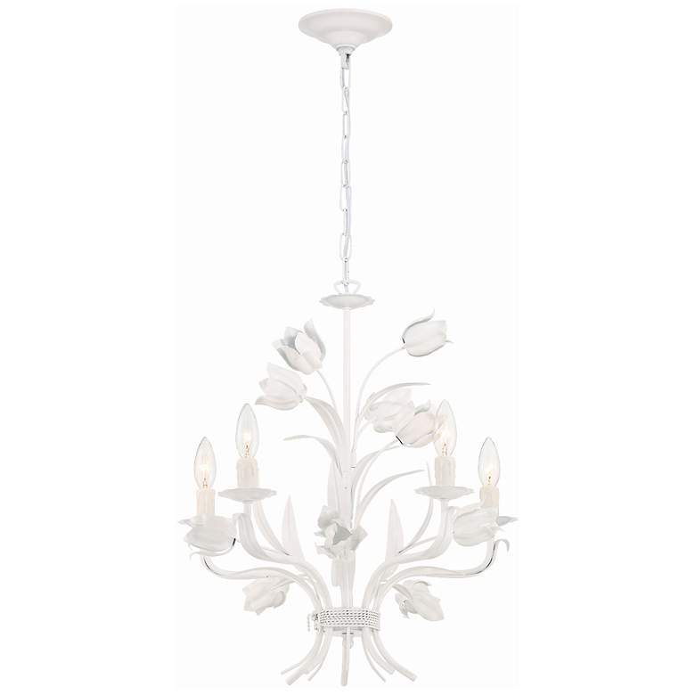 Image 2 Crystorama Southport 20" 5-Light Candelabra White Flower Chandelier