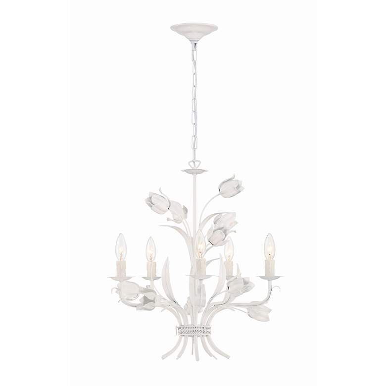 Image 3 Crystorama Southport 20" 5-Light Candelabra White Flower Chandelier more views