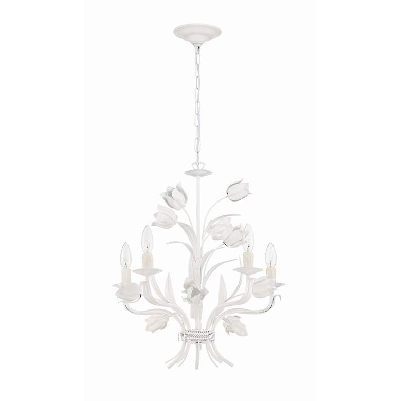 Image 4 Crystorama Southport 20" 5-Light Candelabra White Flower Chandelier more views