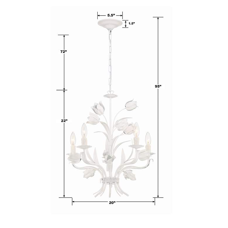 Image 7 Crystorama Southport 20" 5-Light Candelabra White Flower Chandelier more views
