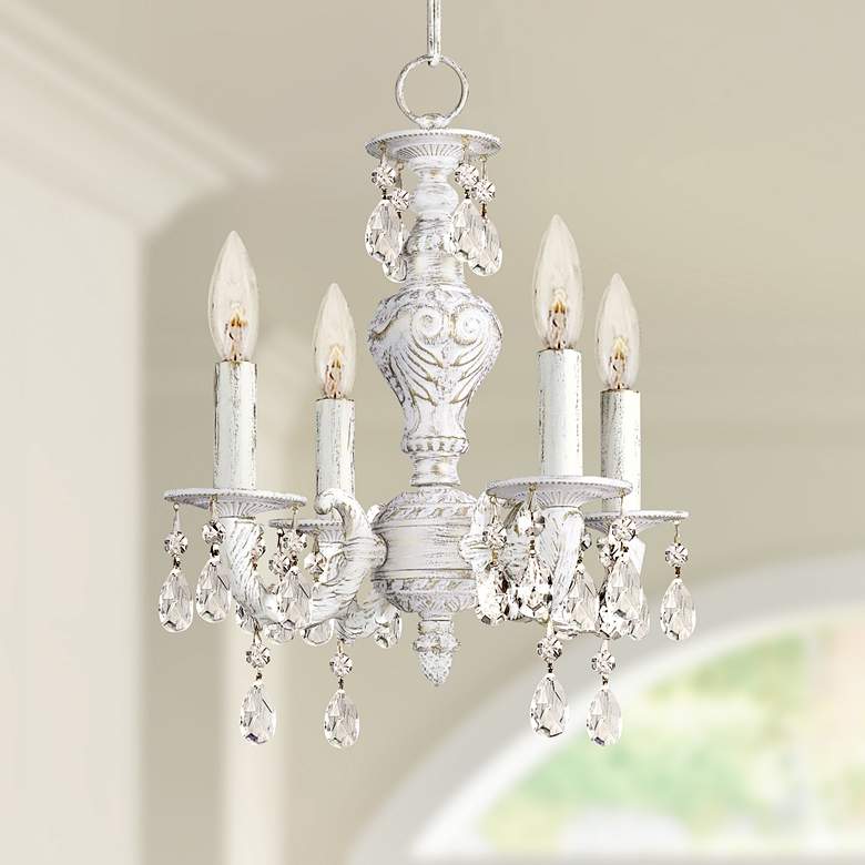 Image 1 Crystorama Sutton 15" Vintage White Traditional Crystal Chandelier