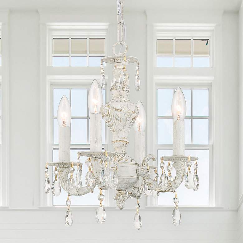 Image 1 Crystorama Sutton 15" Vintage White Traditional Crystal Chandelier
