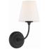 Crystorama Sylvan 13 3/4" Black Finish White Glass Shade Wall Sconce