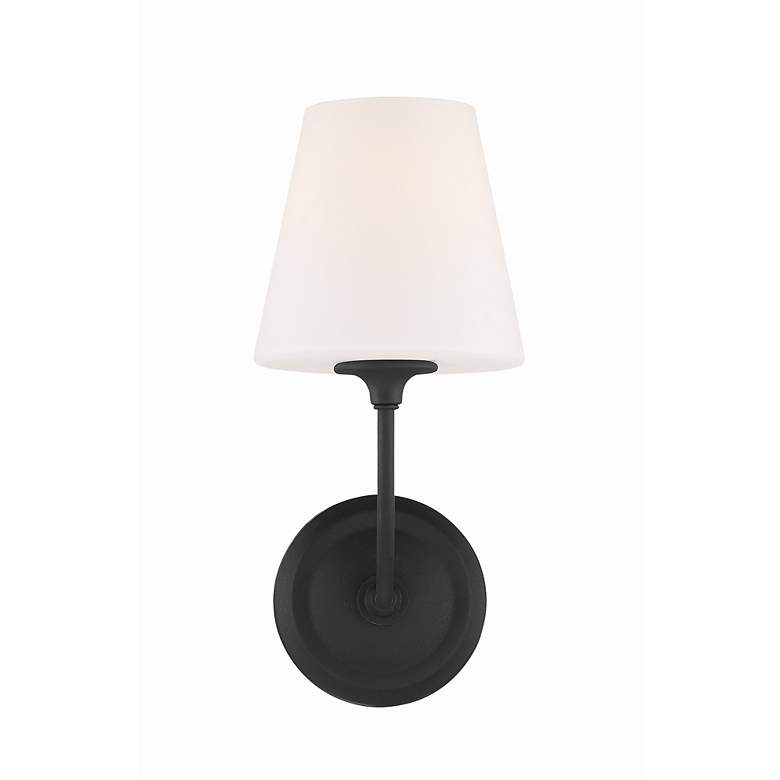Image 4 Crystorama Sylvan 13 3/4" Black Finish White Glass Shade Wall Sconce more views