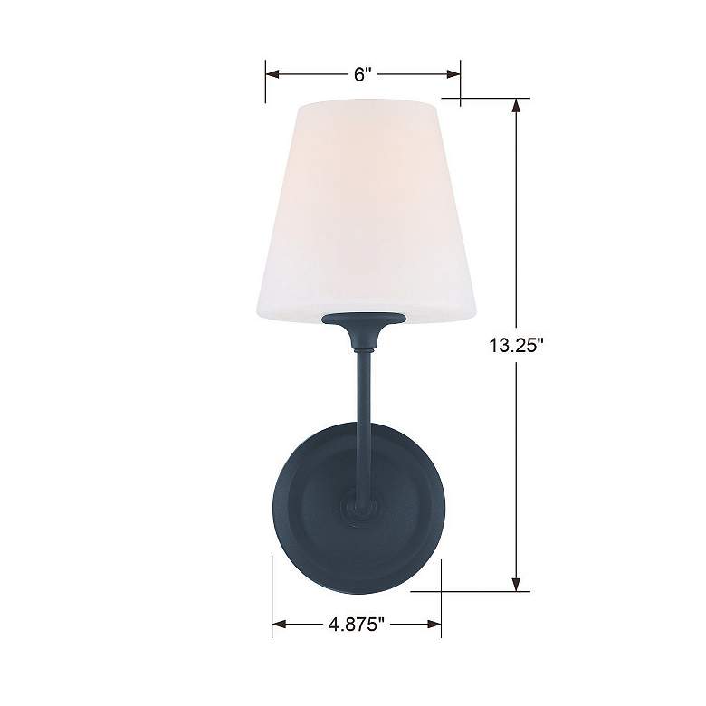 Image 6 Crystorama Sylvan 13 3/4" Black Finish White Glass Shade Wall Sconce more views