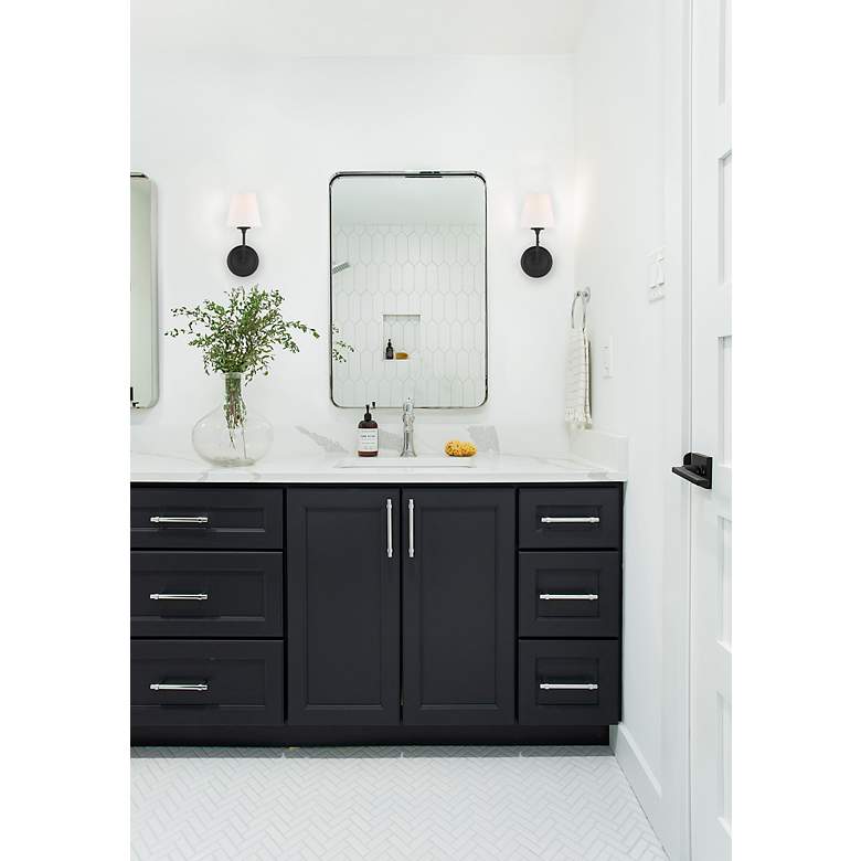 Image 7 Crystorama Sylvan 13 3/4" Black Finish White Glass Shade Wall Sconce more views