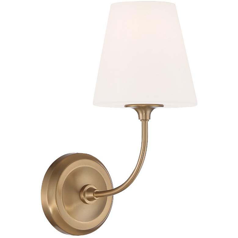 Image 2 Crystorama Sylvan 13 3/4 inch Gold Finish White Glass Shade Wall Sconce