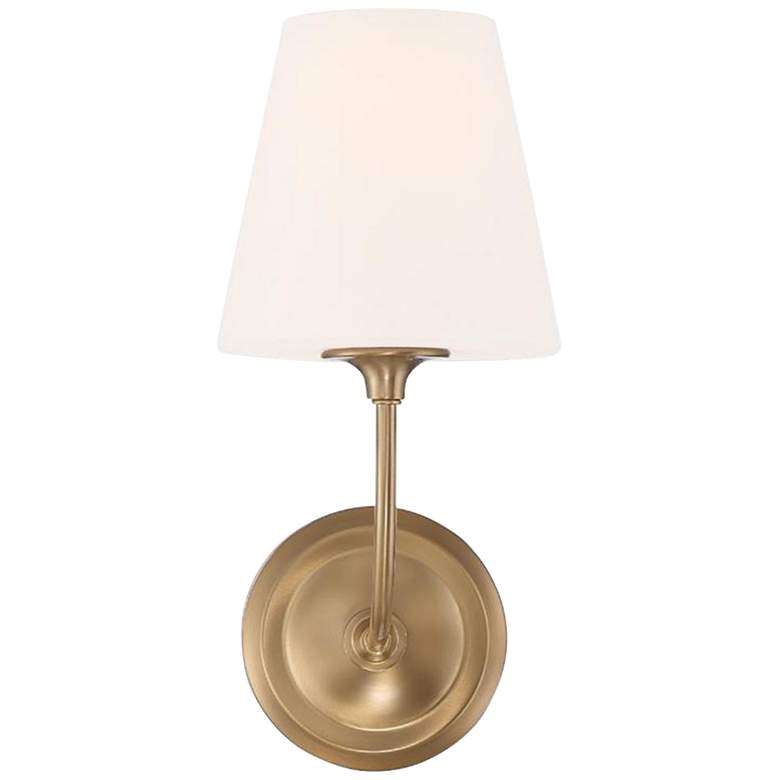 Image 3 Crystorama Sylvan 13 3/4 inch Gold Finish White Glass Shade Wall Sconce more views