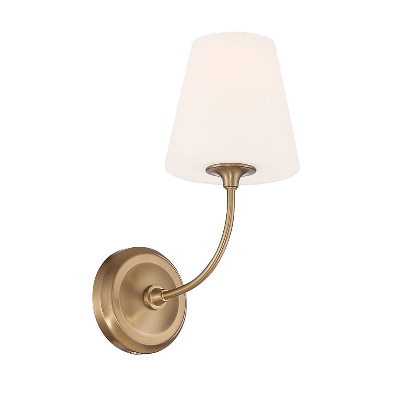 Image 5 Crystorama Sylvan 13 3/4" Vibrant Gold White Glass Shade Wall Sconce more views