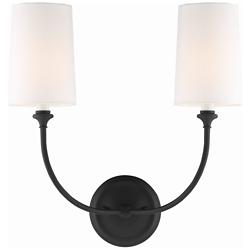 Crystorama Sylvan 15 1/2" Wide Black 2-Light Wall Sconce