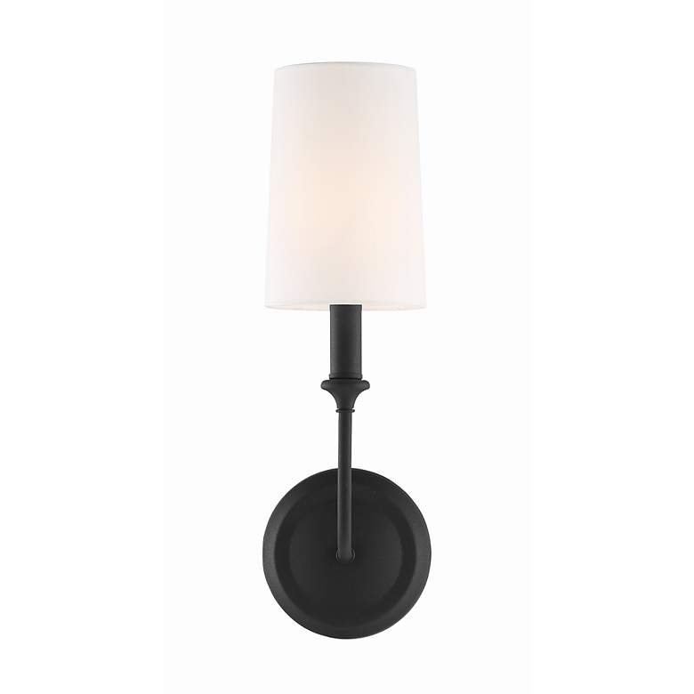 Image 3 Crystorama Sylvan 15 3/4" Black Finish White Linen Shade Wall Sconce more views