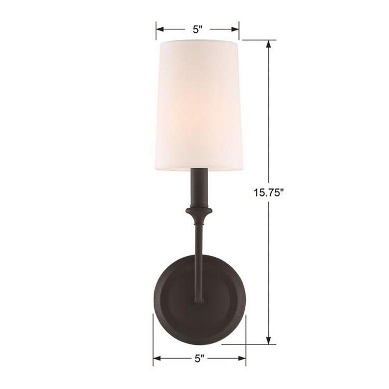Image 7 Crystorama Sylvan 15 3/4" Black Finish White Linen Shade Wall Sconce more views