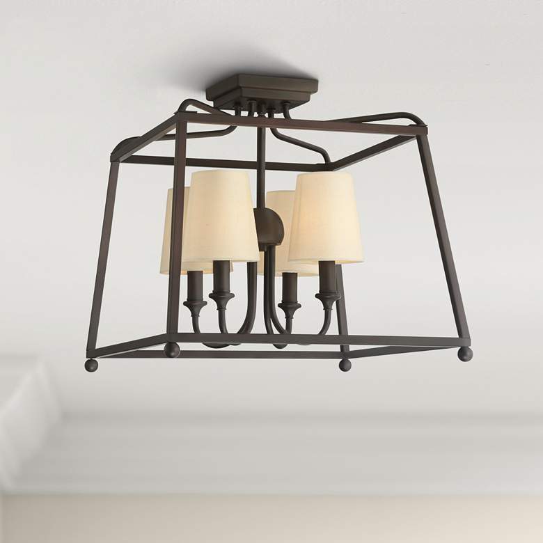 Image 1 Crystorama Sylvan 16" Wide 4-Light Dark Bronze Ceiling Light