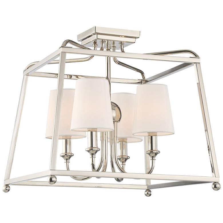 Image 2 Crystorama Sylvan 16" Wide Nickel Open Cage Ceiling Light with Shades