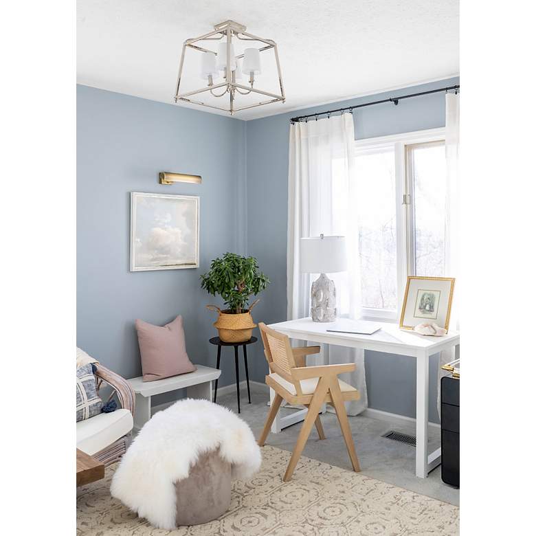 Image 4 Crystorama Sylvan 16" Wide Nickel Open Cage Ceiling Light with Shades more views