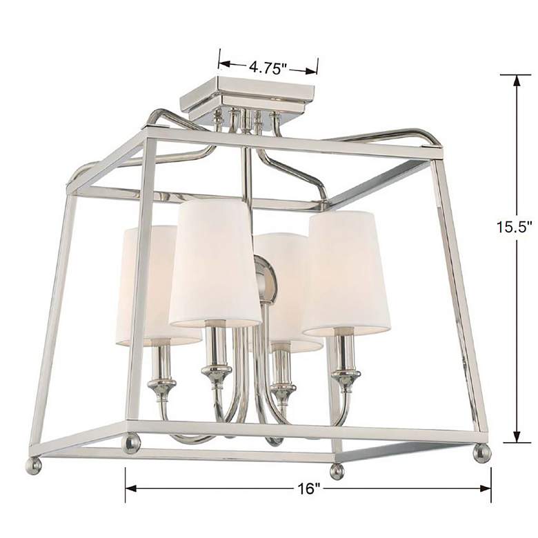 Image 5 Crystorama Sylvan 16" Wide Nickel Open Cage Ceiling Light with Shades more views