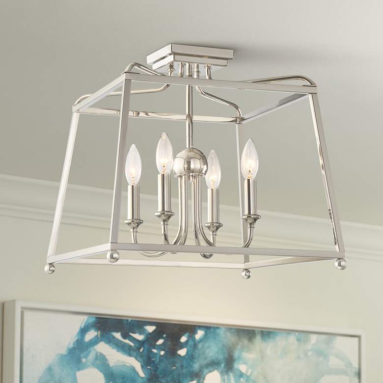 Image 1 Crystorama Sylvan 16" Wide Polished Nickel 4-Light Ceiling Light
