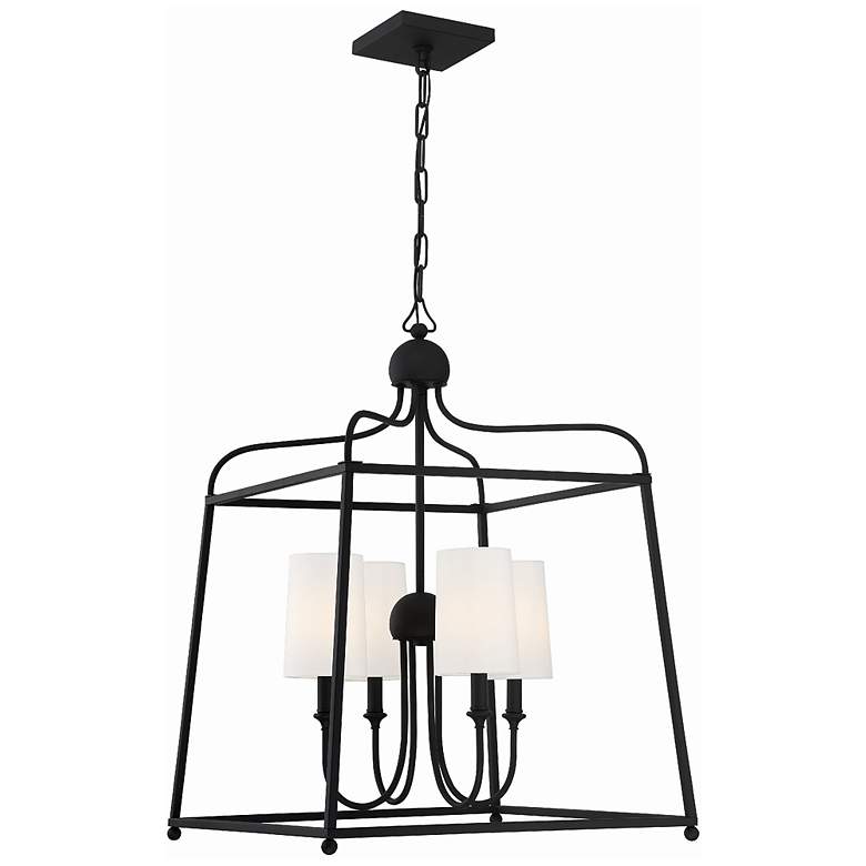 Image 1 Crystorama Sylvan 21 1/2"W Black Forged 4-Light Chandelier
