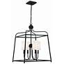1_Crystorama Sylvan 21 1/2"W Black Forged 4-Light Chandelier