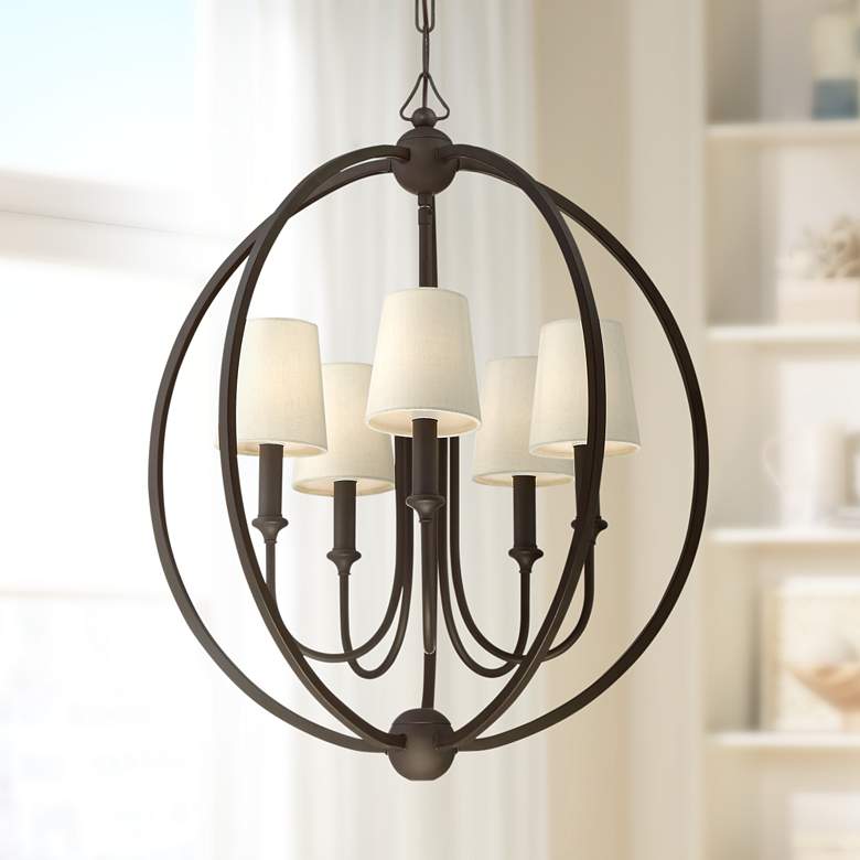 Image 1 Crystorama Sylvan 22 1/2"W Dark Bronze 5-Light Chandelier