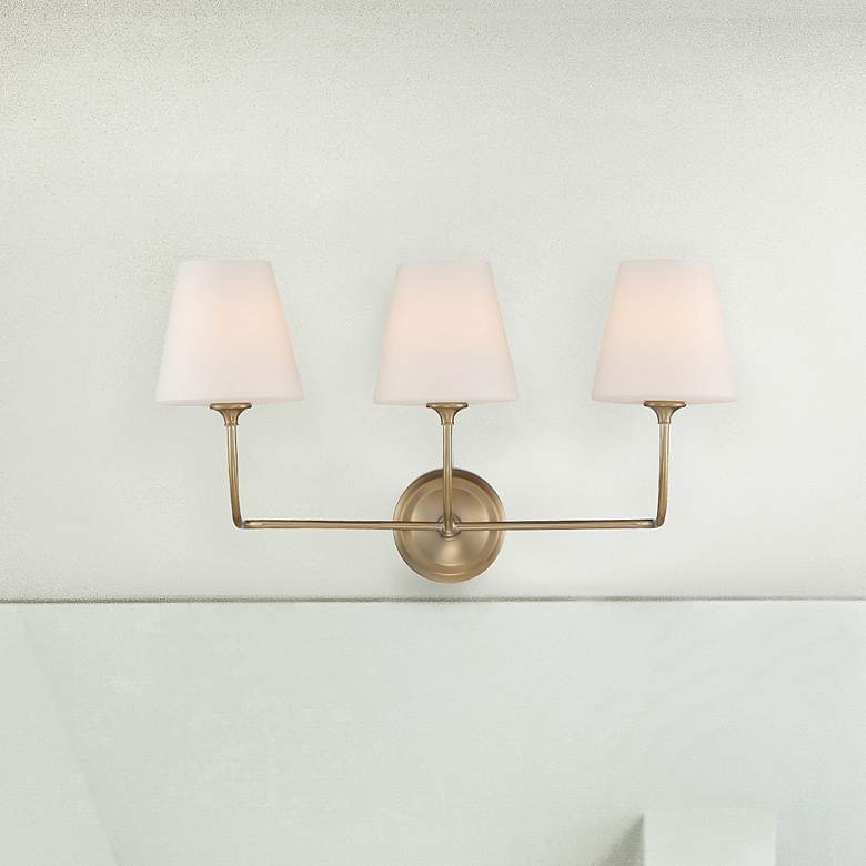 Image 1 Crystorama Sylvan 23 1/4" Wide 3-Light Vibrant Gold Bath Vanity Light