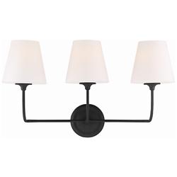 Crystorama Sylvan 23 1/4" Wide Black Forged 3-Light Bath Light