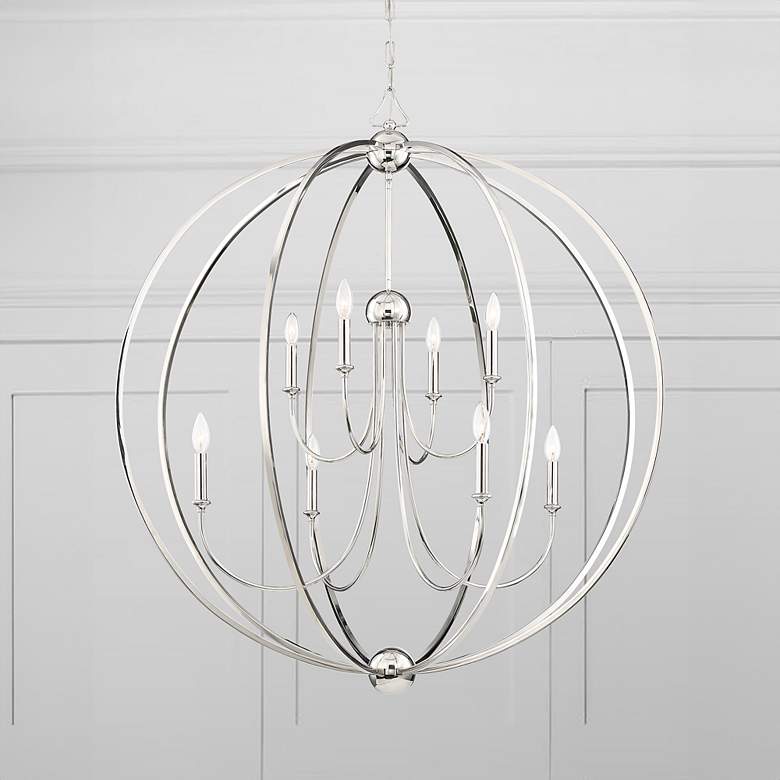 Image 1 Crystorama Sylvan 40 inchW Polished Nickel 8-Light Chandelier