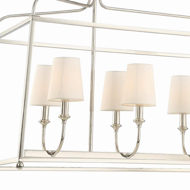 Image 4 Crystorama Sylvan 42" Nickel and Linen Shades Kitchen Island Pendant more views
