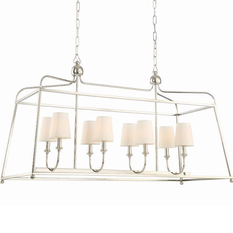Image 5 Crystorama Sylvan 42" Nickel and Linen Shades Kitchen Island Pendant more views