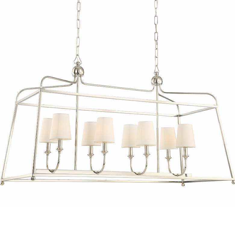 Image 5 Crystorama Sylvan 42 inch Nickel and Linen Shades Kitchen Island Pendant more views