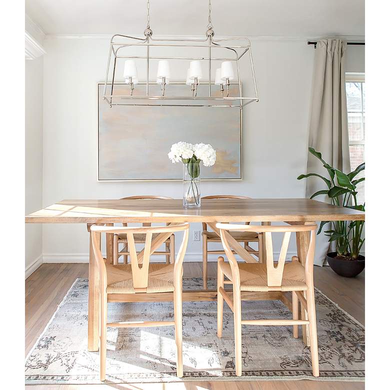 Image 6 Crystorama Sylvan 42" Nickel and Linen Shades Kitchen Island Pendant more views