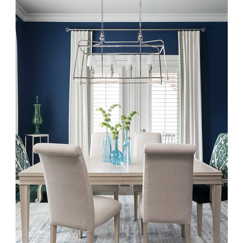 Image 7 Crystorama Sylvan 42" Nickel and Linen Shades Kitchen Island Pendant more views