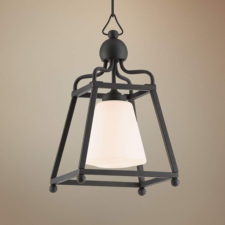 Image 1 Crystorama Sylvan 9 1/4"W Black Forged Outdoor Mini Pendant